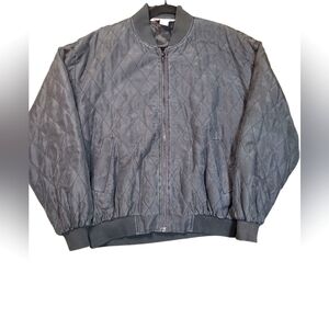 Marguerite Li Vintage Black Quilted Silk Bomber Jacket Size Medium